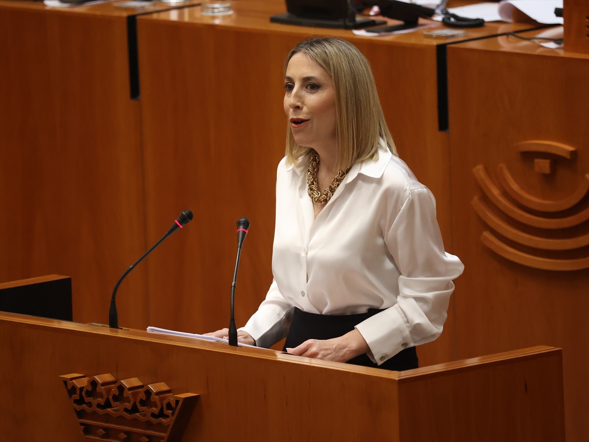 María Guardiola durante su discurso María Guardiola durante su discurso