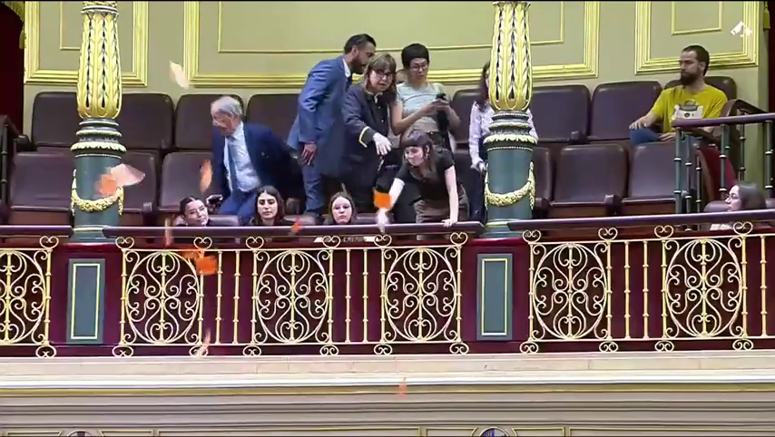 Surrealista momento en el Congreso: dos activistas del Sindicatos de Inquilinas desalojadas tras interrumpir y tirar panfletos Surrealista momento en el Congreso: dos activistas del Sindicatos de Inquilinas desalojadas tras interrumpir y tirar panfletos
