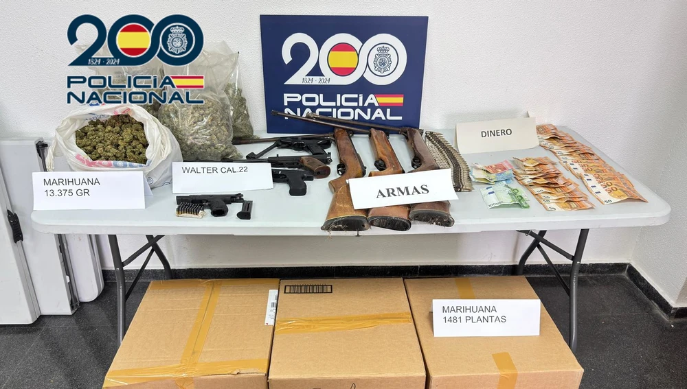 Parte de lo intervenido a los detenidos en Elda. Parte de lo intervenido a los detenidos en Elda.