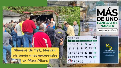 Trabajadores de TYC Narcea visitan a los mineros encerrados en Mina Miura de Ibias
