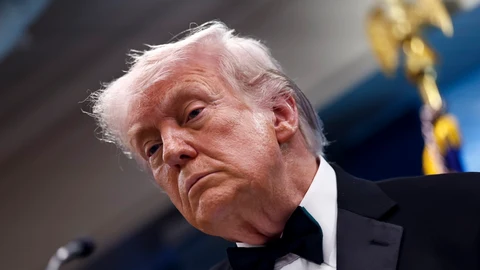 El presidente de Estados Unidos, Donald Trump, durante la rueda de prensa de este sábado en la noche tras el tiroteo en la Cena de Corresponsales de la Casa Blanca.