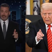 Fotografía de archivo con un montaje de Jimmy Kimmel y Donald Trump. Fotografía de archivo con un montaje de Jimmy Kimmel y Donald Trump.