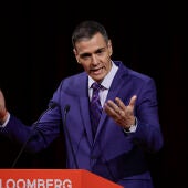 El presidente del Gobierno, Pedro Sánchez, durante su intervención en 'Bloomberg CityLab 2026', foro para abordar el papel de las ciudades.