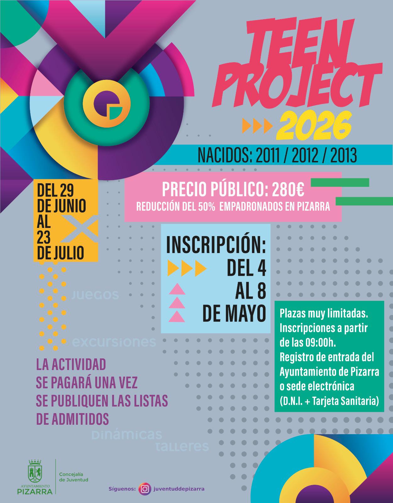 Pizarra pone en marcha una nueva edición de 'Teen Project' Pizarra pone en marcha una nueva edición de 'Teen Project'