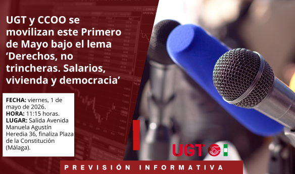 UGT y CCOO se movilizan este Primero de Mayo bajo el lema ‘Derechos, no trincheras. Salarios, vivienda y democracia’ UGT y CCOO se movilizan este Primero de Mayo bajo el lema ‘Derechos, no trincheras. Salarios, vivienda y democracia’