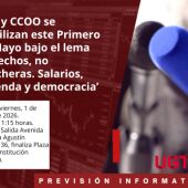 UGT y CCOO se movilizan este Primero de Mayo bajo el lema ‘Derechos, no trincheras. Salarios, vivienda y democracia’