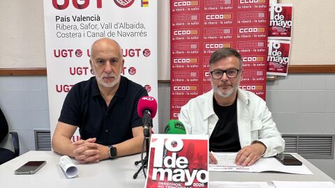 Andr&eacute;s Bermejo de CC.OO y Eduardo G&oacute;mez, de UGT