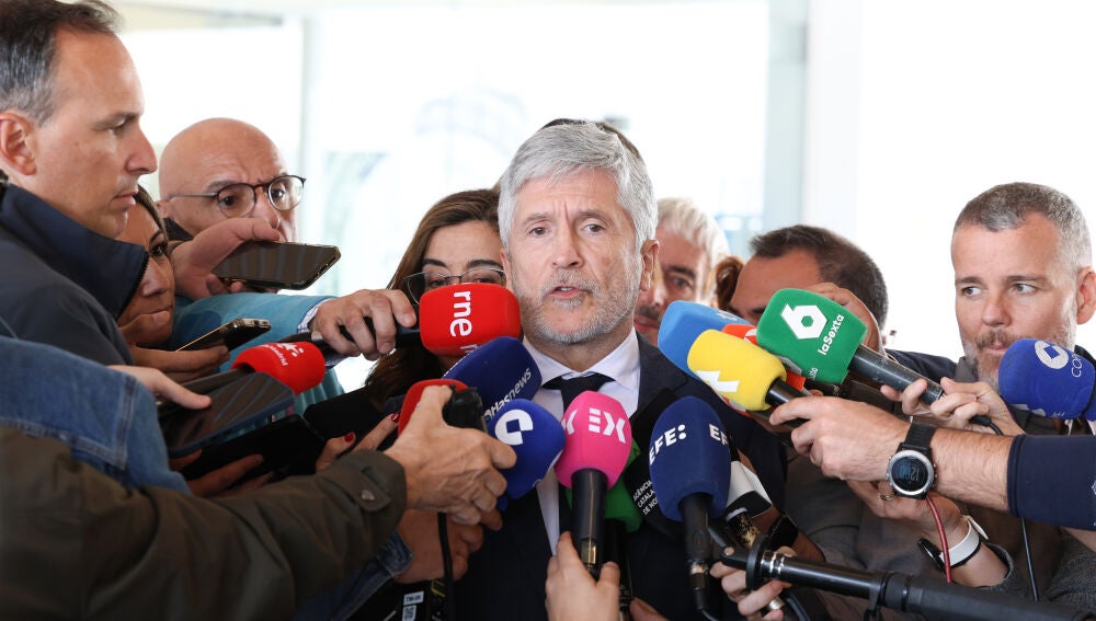 Fernando Grande-Marlaska tras anunciar el dispositivo de seguridad que se llevará a cabo durante la visita del Papa.