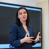 La consejera de Educación, Ciencia y Universidades, Mercedes Zarzalejo, en la presentación de la campaña