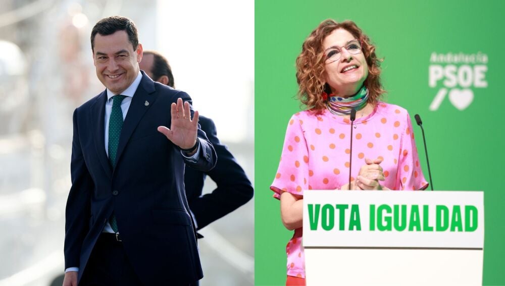 Juanma Moreno y María Jesús Montero durante la campaña electoral.