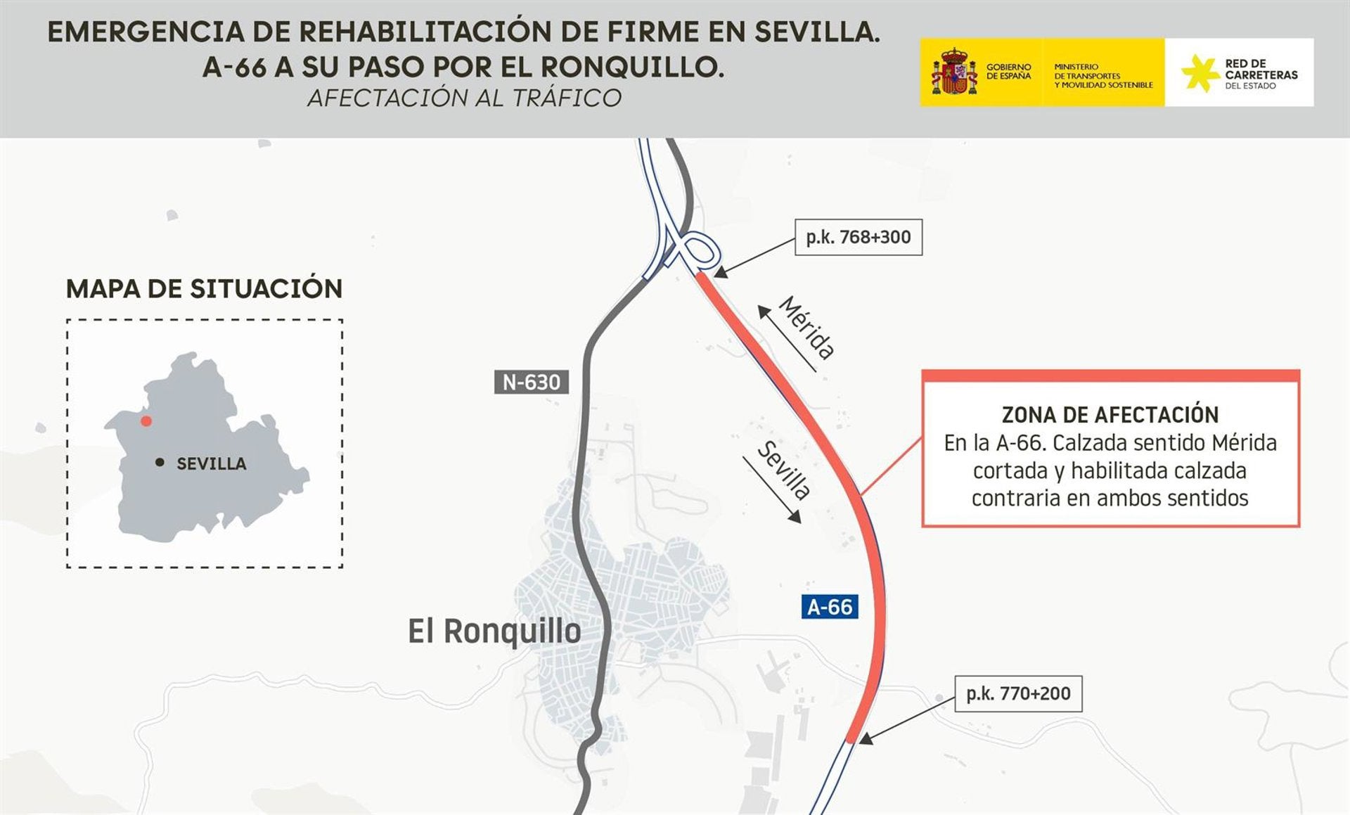 Transportes inicia las obras de rehabilitación y mejora de la A-66, a su paso por El Ronquillo Transportes inicia las obras de rehabilitación y mejora de la A-66, a su paso por El Ronquillo