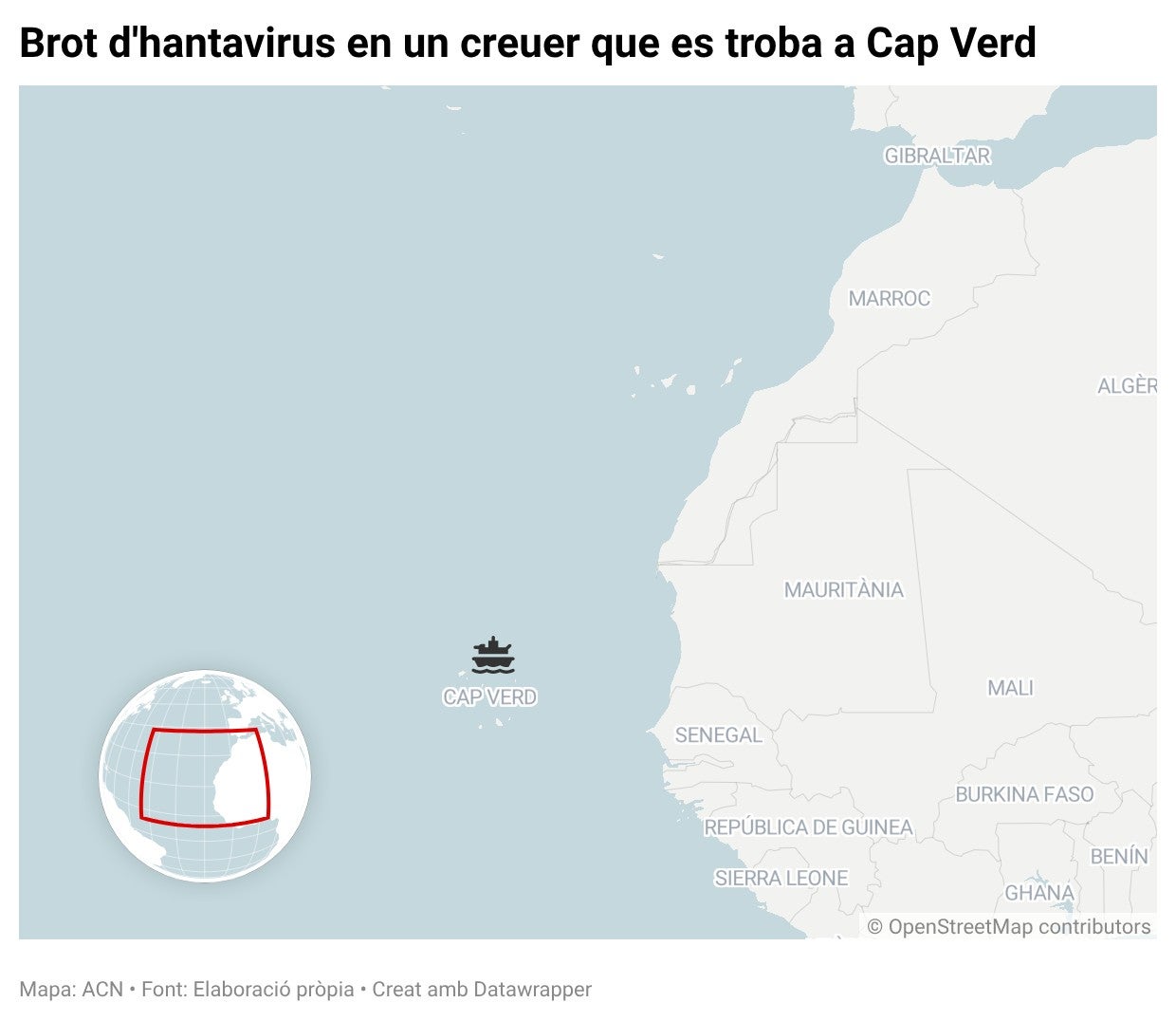 Part del recorregut del creuer on s'ha detectat un brot d'hantavirus Part del recorregut del creuer on s'ha detectat un brot d'hantavirus