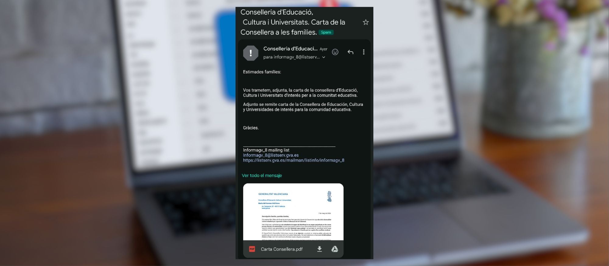 Denuncian el uso de correos de familias para comunicar la postura de la Conselleria sobre la huelga docente Denuncian el uso de correos de familias para comunicar la postura de la Conselleria sobre la huelga docente
