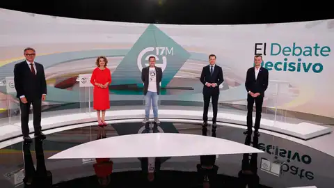 Los candidatos a la presidencia de la Junta de Andalucía (i-d) Manuel Gavira (VOX), María Jesús Montero (PSOE), José Ignacio García (Adelante Andalucía), Juanma Moreno (PP) y Antonio Maíllo (Por Andalucía) Los candidatos a la presidencia de la Junta de Andalucía (i-d) Manuel Gavira (VOX), María Jesús Montero (PSOE), José Ignacio García (Adelante Andalucía), Juanma Moreno (PP) y Antonio Maíllo (Por Andalucía)