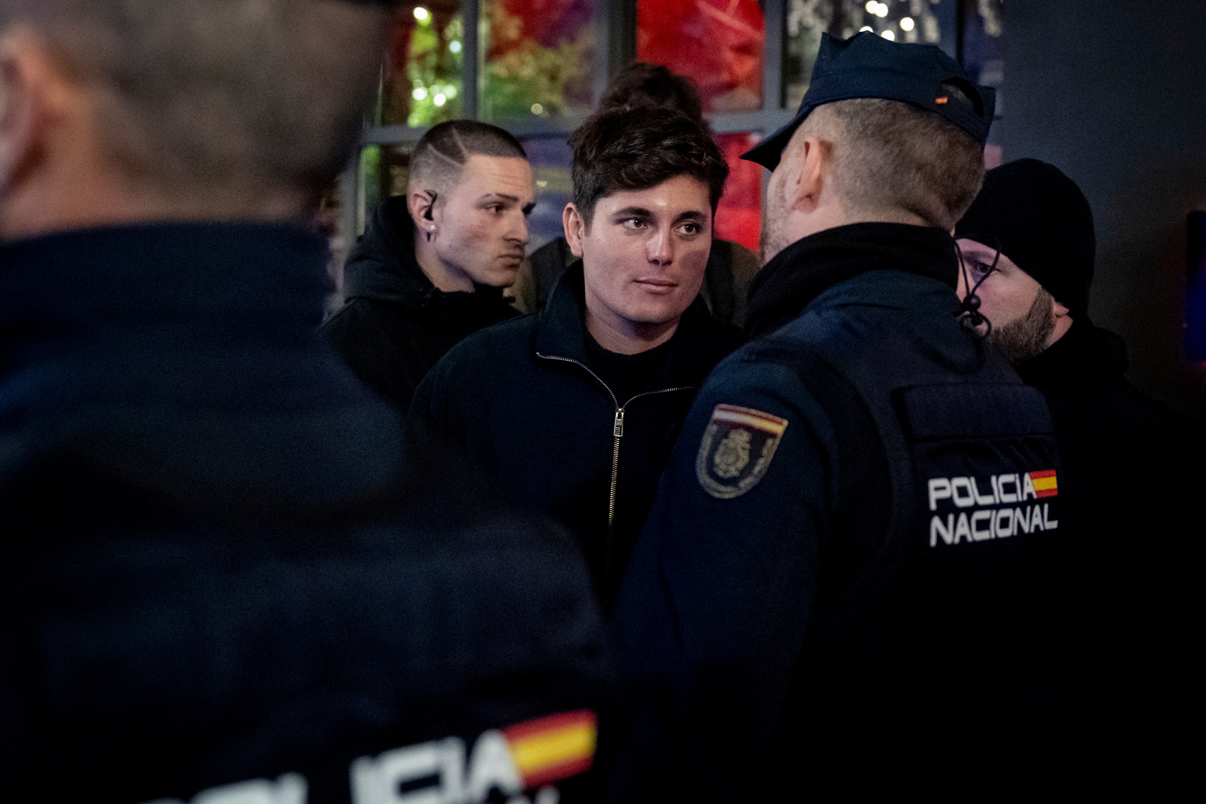 El activista Vito Quiles durante una concentración en Madrid. El activista Vito Quiles durante una concentración en Madrid.