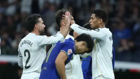 El británico Jude Bellingham (d), del Real Madrid, celebra su gol El británico Jude Bellingham (d), del Real Madrid, celebra su gol