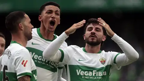 Víctor Chust celebra su gol ante el Getafe. Víctor Chust celebra su gol ante el Getafe.