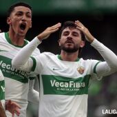 Víctor Chust celebra su gol ante el Getafe.
