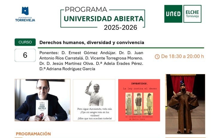 La mesa redonda 'Derechos humanos, diversidad y convivencia' con Ernest Gómez Andújar clausura el sexto curso de UNED Torrevieja La mesa redonda 'Derechos humanos, diversidad y convivencia' con Ernest Gómez Andújar clausura el sexto curso de UNED Torrevieja