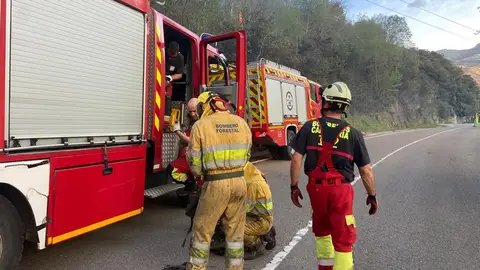 Operativo del Gobierno de Cantabria durante un incendio forestal Operativo del Gobierno de Cantabria durante un incendio forestal