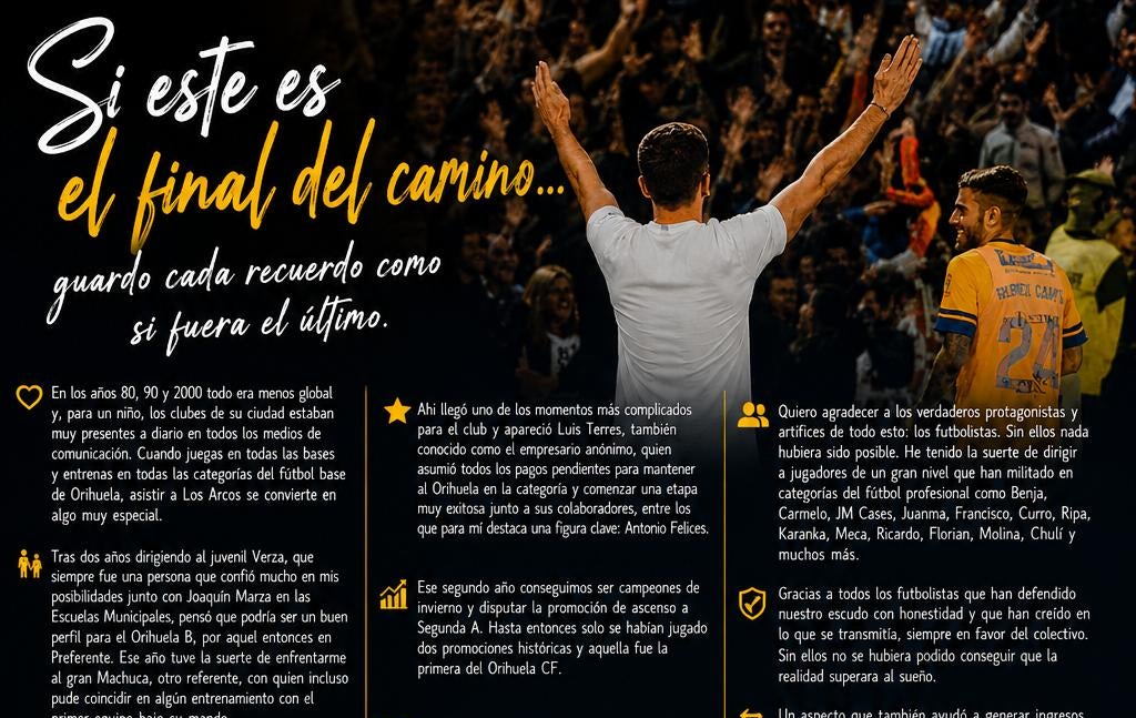Pato se despide del Orihuela CF con una emotiva carta cinco meses después de su salida del club Pato se despide del Orihuela CF con una emotiva carta cinco meses después de su salida del club