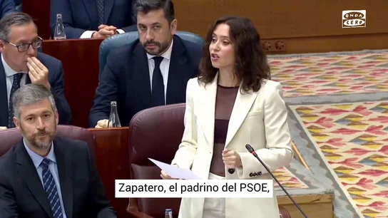 Ayuso tilda a Zapatero de "padrino del sanchismo" y advierte que Sánchez ha "unido" su destino al del expresidente Ayuso tilda a Zapatero de "padrino del sanchismo" y advierte que Sánchez ha "unido" su destino al del expresidente