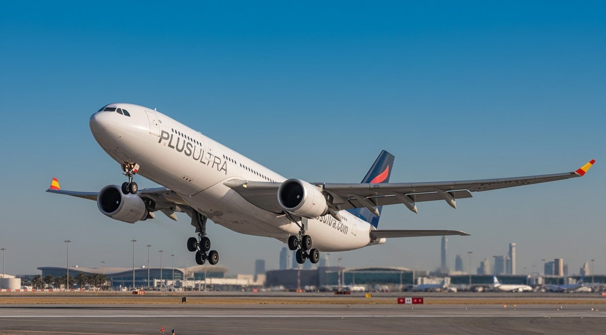 Imagen de archivo de un avión A330 de Plus Ultra. Imagen de archivo de un avión A330 de Plus Ultra.