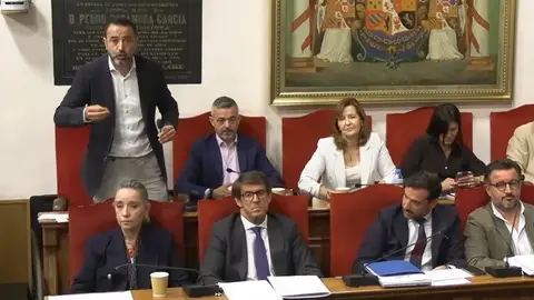 Samuel Ruiz, concejal de Vox en Elche durante una intervención en el pleno municipal. Samuel Ruiz, concejal de Vox en Elche durante una intervención en el pleno municipal.