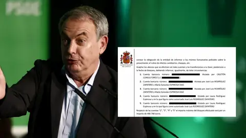 Zapatero en una imagen de archivo y la página del informe Zapatero en una imagen de archivo y la página del informe