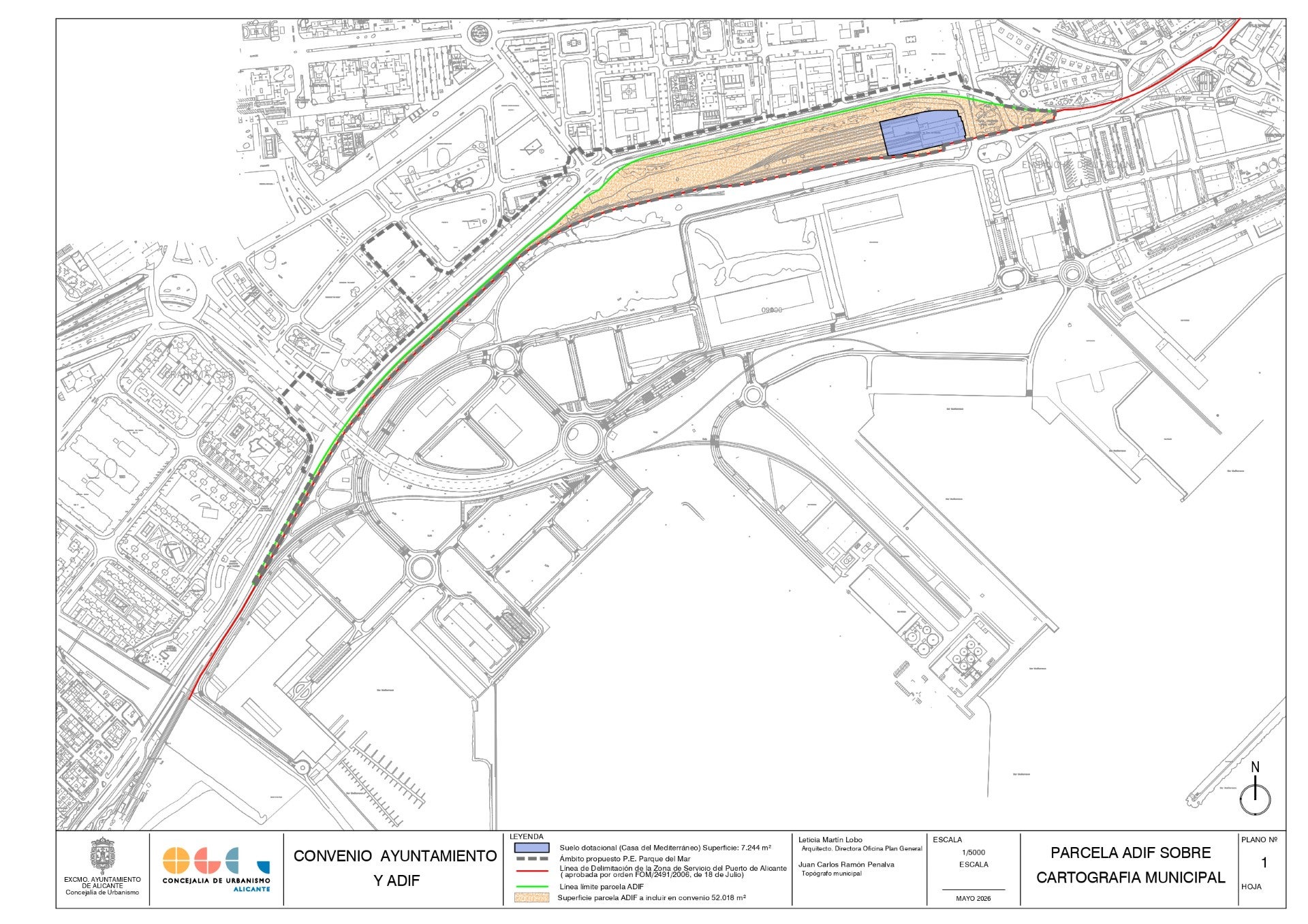 Alicante remite a ADIF el convenio para el sector Parque del Mar y propone adelantar los accesos a la zona verde Alicante remite a ADIF el convenio para el sector Parque del Mar y propone adelantar los accesos a la zona verde