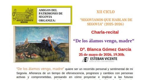 Blanca G&oacute;mez participa hoy en el ciclo &lsquo;Segovianos que hablan de Segovia&rsquo; de Amigos del Patrimonio