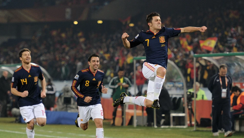 David Villa celebrando el gol frente a Chile en el Mundial 2010. David Villa celebrando el gol frente a Chile en el Mundial 2010.