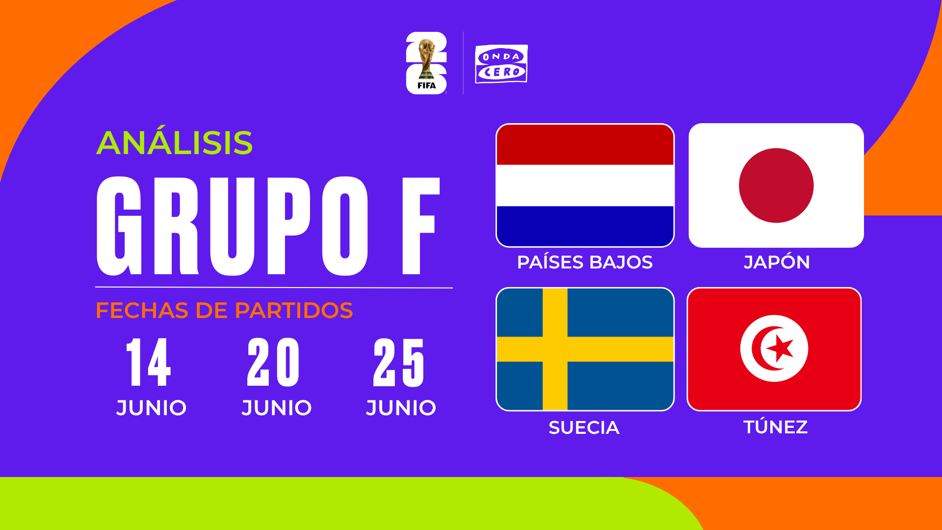 Así queda el Grupo F del Mundial 2026: Países Bajos sueña con ser campeona de una vez Así queda el Grupo F del Mundial 2026: Países Bajos sueña con ser campeona de una vez