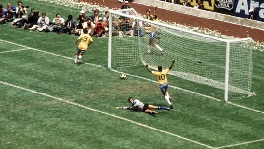 Pelé celebra uno de los goles en la final del Mundial de México 70 Pelé celebra uno de los goles en la final del Mundial de México 70