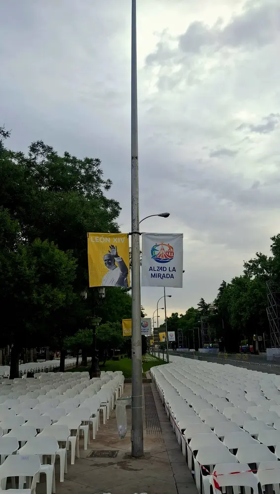 Todo preparado en Cibeles para la llegada del Papa Todo preparado en Cibeles para la llegada del Papa