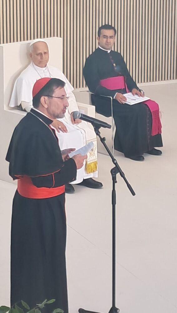 El arzobispo de Madrid da un discurso ante el Papa en CEDIA, Madrid. 