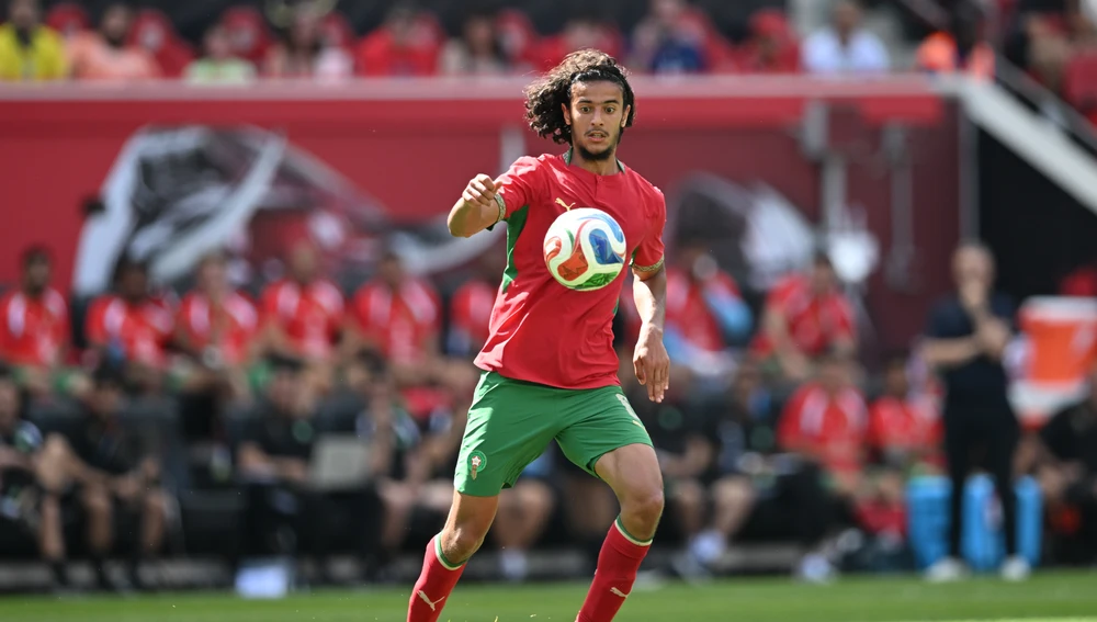 Ayyoub Bouaddi en el partido entre Marruecos y Noruega Ayyoub Bouaddi en el partido entre Marruecos y Noruega