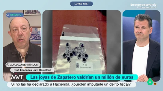 Gonzalo Bernardos cree que Zapatero "no va a caer por un delito fiscal": "Puede decir que ha heredado las joyas" El economista indica que el expresidente podría declarar que ha recibido esas joyas hace más de cuatro años y, de esta manera, "Hacienda no puede entrar en esto".