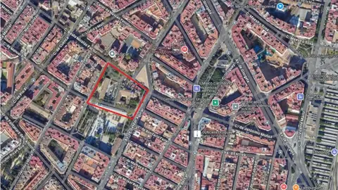 En rojo, la parcela donde se levantará el complejo diputación