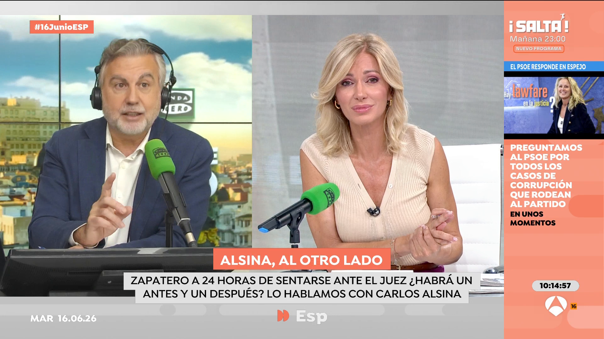 Alsina ve como una "consecuencia lógica" que el PSOE sea imputado en el caso de las cloacas: "Tiene el derecho de poder defenderse" Alsina ve como una "consecuencia lógica" que el PSOE sea imputado en el caso de las cloacas: "Tiene el derecho de poder defenderse"