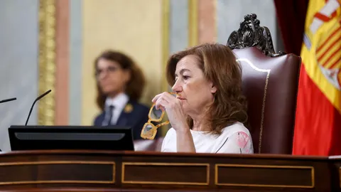 La presidenta del Congreso, Francina Armengol, durante el pleno del Congreso de los Diputados celebrado este martes, en Madrid.