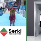 María Fuerte entra a meta en el Campeonato de Europa de paratriatlón.