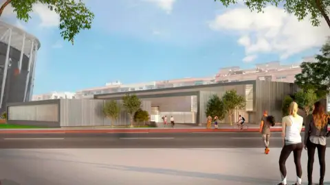 Figuración del futuro polideportivo nou mestalla