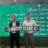 Pedro Schinocca y Martín Anselmi, en la presentación del nuevo técnico del Elche. 