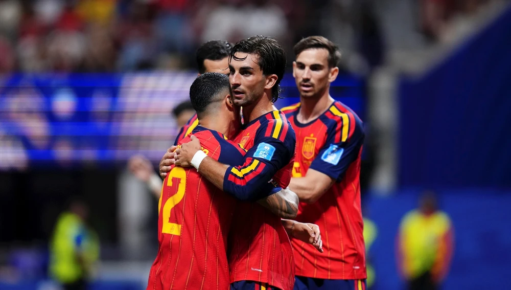 La selección española durante su encuentro ante Arabia Saudí La selección española durante su encuentro ante Arabia Saudí