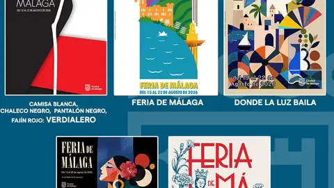 Abierto el plazo de votación para elegir el cartel oficial de la Feria de Málaga 2026 entre los cinco finalistas Abierto el plazo de votación para elegir el cartel oficial de la Feria de Málaga 2026 entre los cinco finalistas