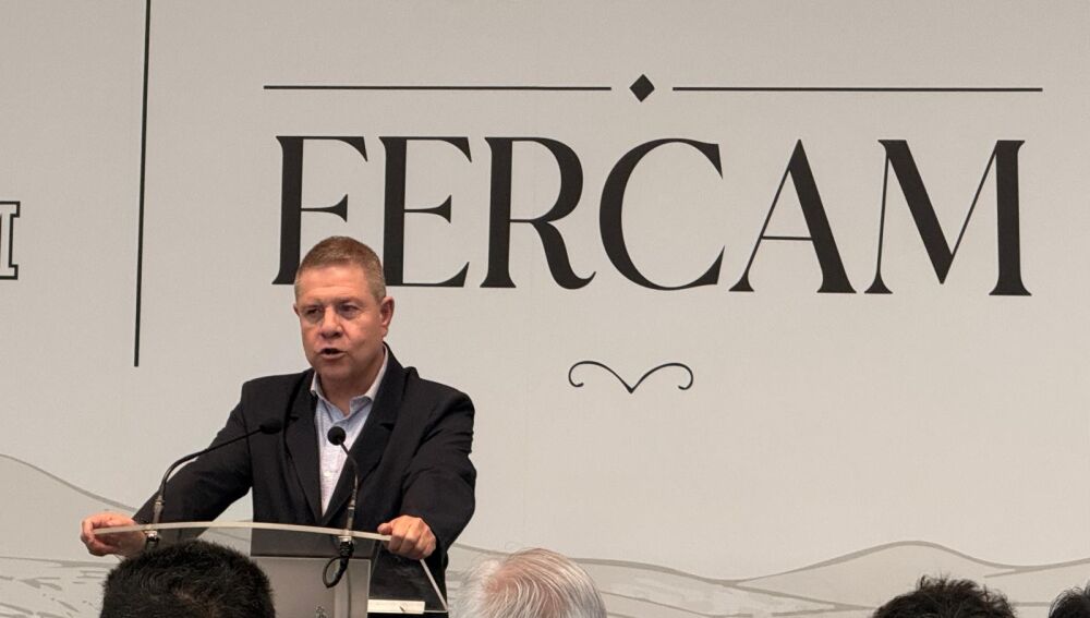 Emiliano García-Page, presidente de Castilla-La Mancha durante la inauguración de la 64ª de FERCAM (Manzanares)