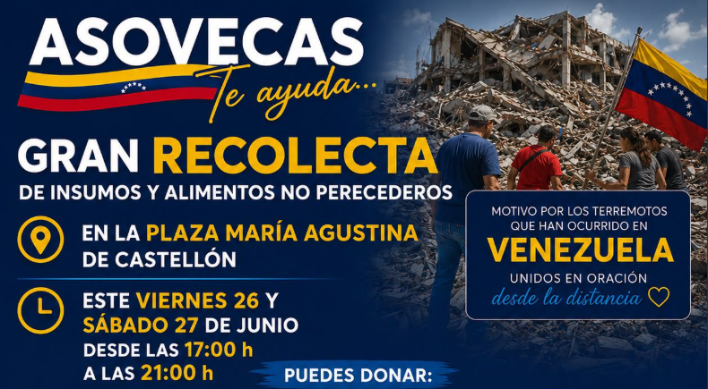 Castellón organiza una gran recogida para las zonas afectadas por los terremotos en Venezuela Castellón organiza una gran recogida para las zonas afectadas por los terremotos en Venezuela
