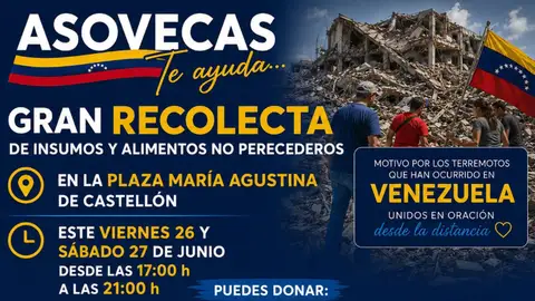 Castellón organiza una gran recogida para las zonas afectadas por los terremotos en Venezuela Castellón organiza una gran recogida para las zonas afectadas por los terremotos en Venezuela