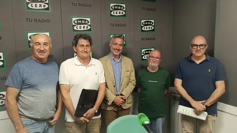 Amado Goded (Teruel Existe), Pedro Abad (Plataforma Ferrocarril), Sergio Calvo (CEOE), Pepe Polo (Federación Vecinos) y Rodolfo Pangua (CCA) TERTULIA